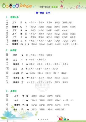 一年级语文下册知识点汇总